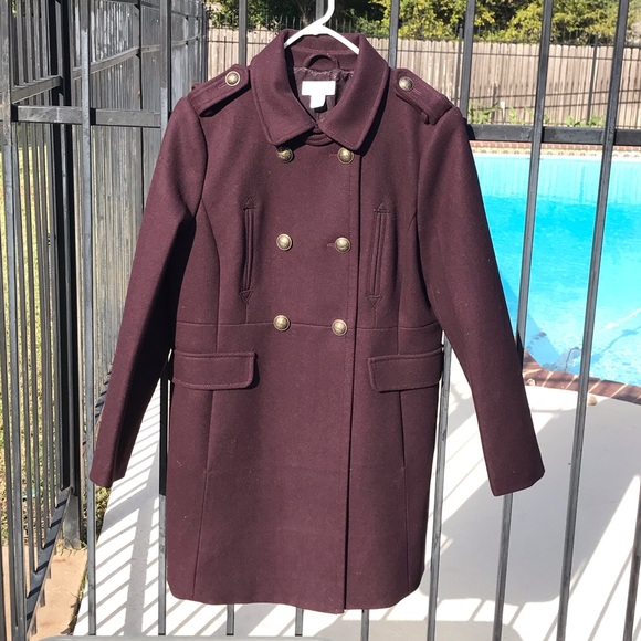 Ann Taylor Loft Burgundy Wool Coat Size 